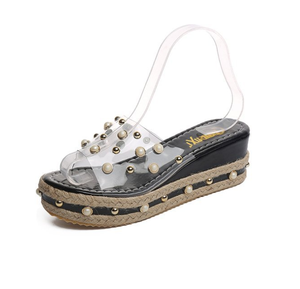 Up-1009r 2025 estate strass spessa suola pantofole all'ingrosso <span class=keywords><strong>sandali</strong></span> <span class=keywords><strong>trasparenti</strong></span> con zeppa per le donne - Product Image 5