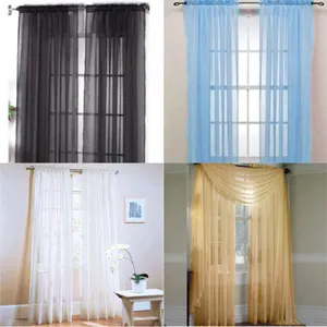 Seprai Rumah Buatan Siap dan Tirai Jendela Yang Cocok Panel Tipis, Ide Produk Baru 2019 Organza Cortinas Para Sala/