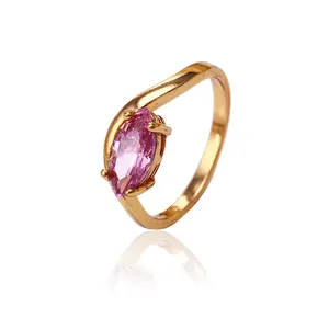 11643 Wholesale fashionable ladies jewelry oval shaped zircon gold plated finger ring