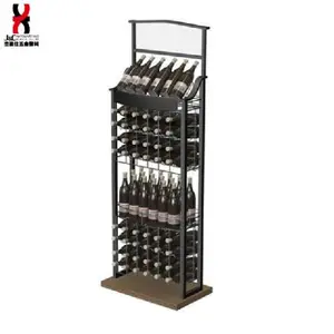 Free Standing Red Wine bottles Display Rack/Supermarket Promotion Whiskey Display Stand