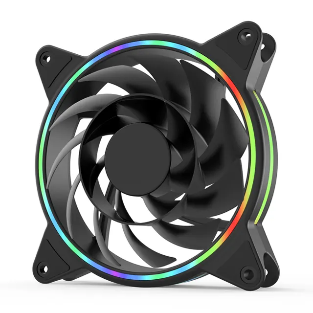 Ventilador de computador, cooler de computador rgb três anel de baixo ruído pc 120mm 12v 1253 argb ventiladores com luzes led