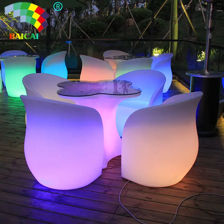Mesa iluminada de plástico para exteriores, barra de iluminación Led, 16 colores, a la venta