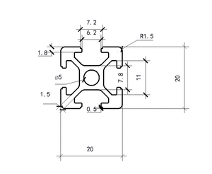 Profilé d'extrusion en aluminium à fente en <span class=keywords><strong>V</strong></span> noir 2020 en gros pour les profilés en aluminium industriels d'imprimante 3D - Product Image 2