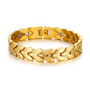 Bracelet en or pour hommes, magnétique de thérapie, en titane, bijoux, offre spéciale, référence ljs — 008