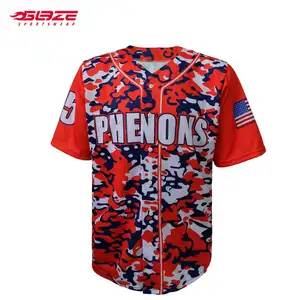 Aangepaste Digitale Printstrip Mode Camo Honkbal Jersey