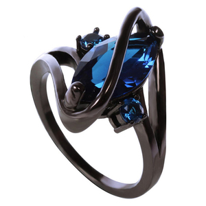 Duoying Jewelry Factory-anillo de oro negro de zafiro 10KT para boda y fiesta, 60 piezas, 6 #7 #8 #9 #, venta al por mayor