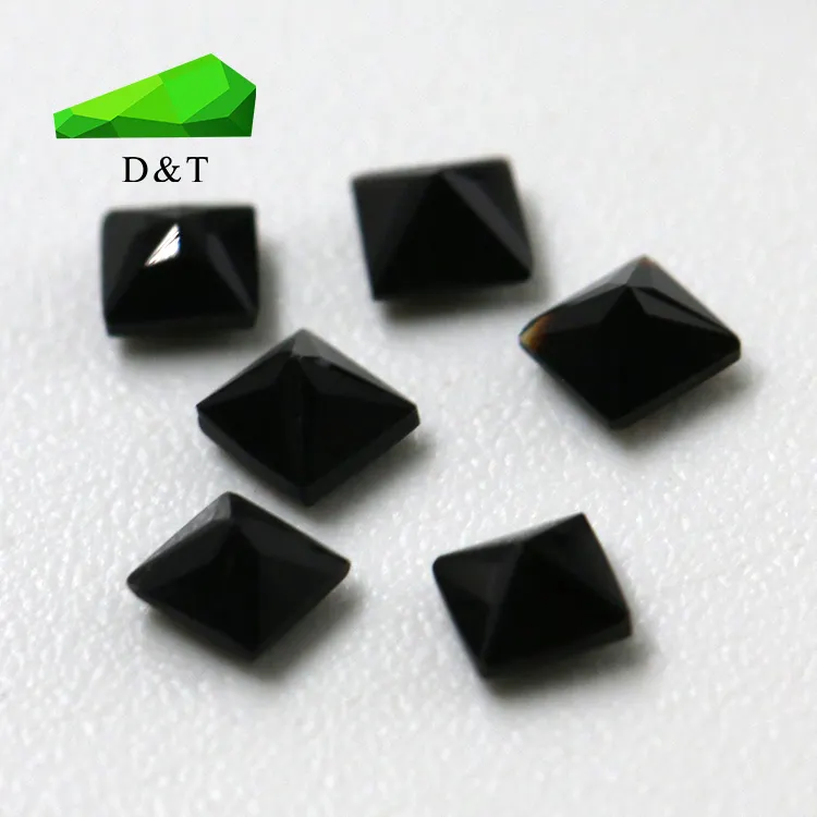 Pedra preciosa preta natural da onix, corte quadrado 2.5*2.5mm