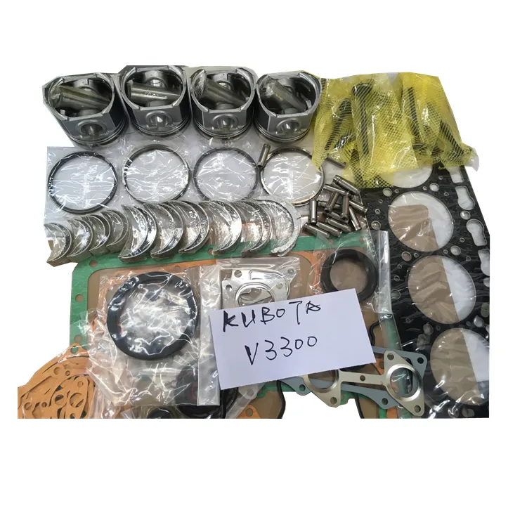 Pièces de rechange pour tracteur à essence, kit avec joint, cylindre, piston, bagues, guide de roulement, pour moteur kubota v3300