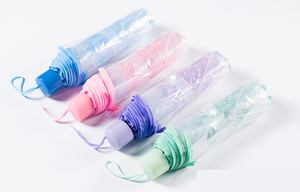 Paraguas de Mano de Plástico Transparente de 3 Pliegues con Control Manual Estilo Coreano para Mujer, Diseño Plegable Moderno para Uso en Tiendas - Product Image 3