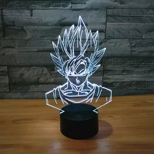 Lámpara Led de Dragon Ball Goku para dormir, luz nocturna para cultivo, Wukong, táctil, USB, para mesa, ilusión, ambiente de atenuación, 3D