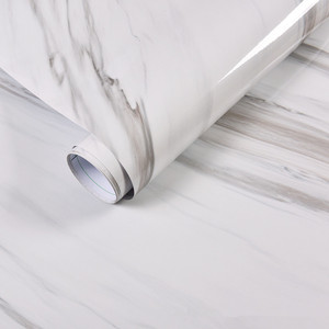 FILM adhésif vinyle gris clair style marbre blanc, plastique collant - Product Image 1
