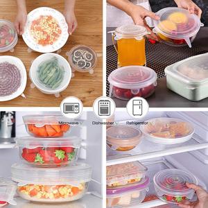 Couvre-aliments en <span class=keywords><strong>silicone</strong></span> extensible multifonctionnel anti-fuite, réutilisable, 6 <span class=keywords><strong>couvercles</strong></span> <span class=keywords><strong>extensibles</strong></span> en <span class=keywords><strong>silicone</strong></span> - Product Image 6