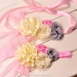 Flor de la vendimia que hace juego del bebé de la venda de La Flor accesorios para el pelo fotografía props boda - Product Image 2