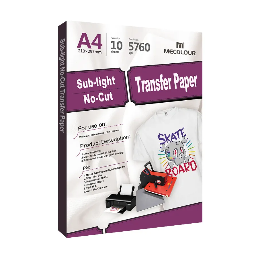 Sub-licht no cut transfer papier für licht-farbige baumwolle stoff mit sublimation tinte