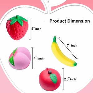 Set di 4 Frutti Squishy Mskwee Fragola Pesca Banana Limone Mela Giocattolo Antistress a Lenta Risalita per Bambini - Product Image 3