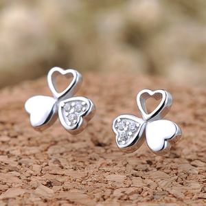 36 नए ब्रांकोस दिल के गहने 925 गहने चांदी के फूल भाग्यशाली क्वओवर इयररिंग्स महिलाओं के लिए चार पत्ती के थक्के - Product Image 5