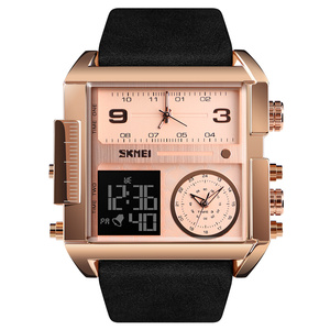 Montre cadeau promotionnelle <span class=keywords><strong>Skmei</strong></span> <span class=keywords><strong>1391</strong></span>, montres numériques de luxe, bracelet en cuir, cadeaux de Noël tendance pour hommes - Product Image 3