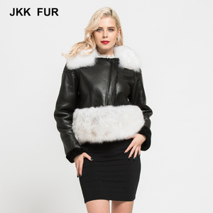Mujeres bienes Fox Cuello de piel chaqueta de invierno abrigo cálido capa del cuero genuino de la zalea - Product Image 2