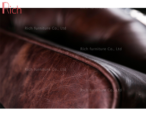 Mid Century European Retro Style Vintage PU Leather <strong>Sofa</strong> <strong>Set</strong> with Aluminum Decor for Home Living Room Bar Club Hotel Villa Use - Product Image 4
