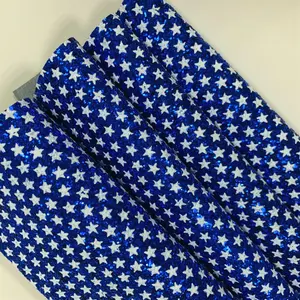 2019 del commercio all'ingrosso USA bandiera blu & white stars glitter fogli di tessuto per l'artigianato