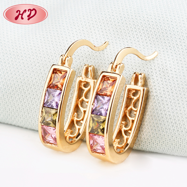 Orecchini A Cerchio Colorati Con Cristalli – Modello Huggie Goccia Per Donna, Oro E Argento