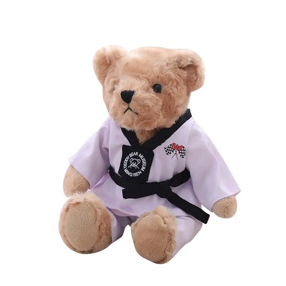 Wholesale 30cm 40cm cute soft dressed taekwondo bear with t-shirt for gifts