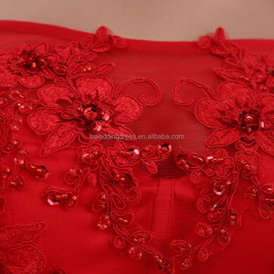 RSM66158 rojo longitud del piso vestidos de noche de la venta caliente vestidos de noche de 3/4 de la manga pura del cordón del - Product Image 5