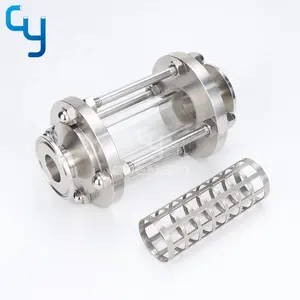 Sanitary pipe fittings stainless steel straight tubular sight glass with protective cover