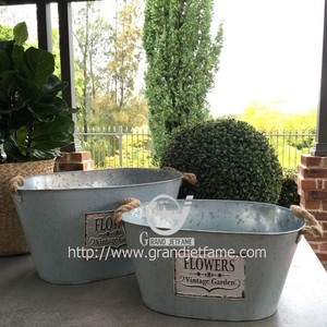 Productos al por mayor, Tina de bebida de Metal galvanizado de 1,9 galones con mango de cuerda, cubos de <span class=keywords><strong>hielo</strong></span>, tinas de bebidas para fiesta - Product Image 4