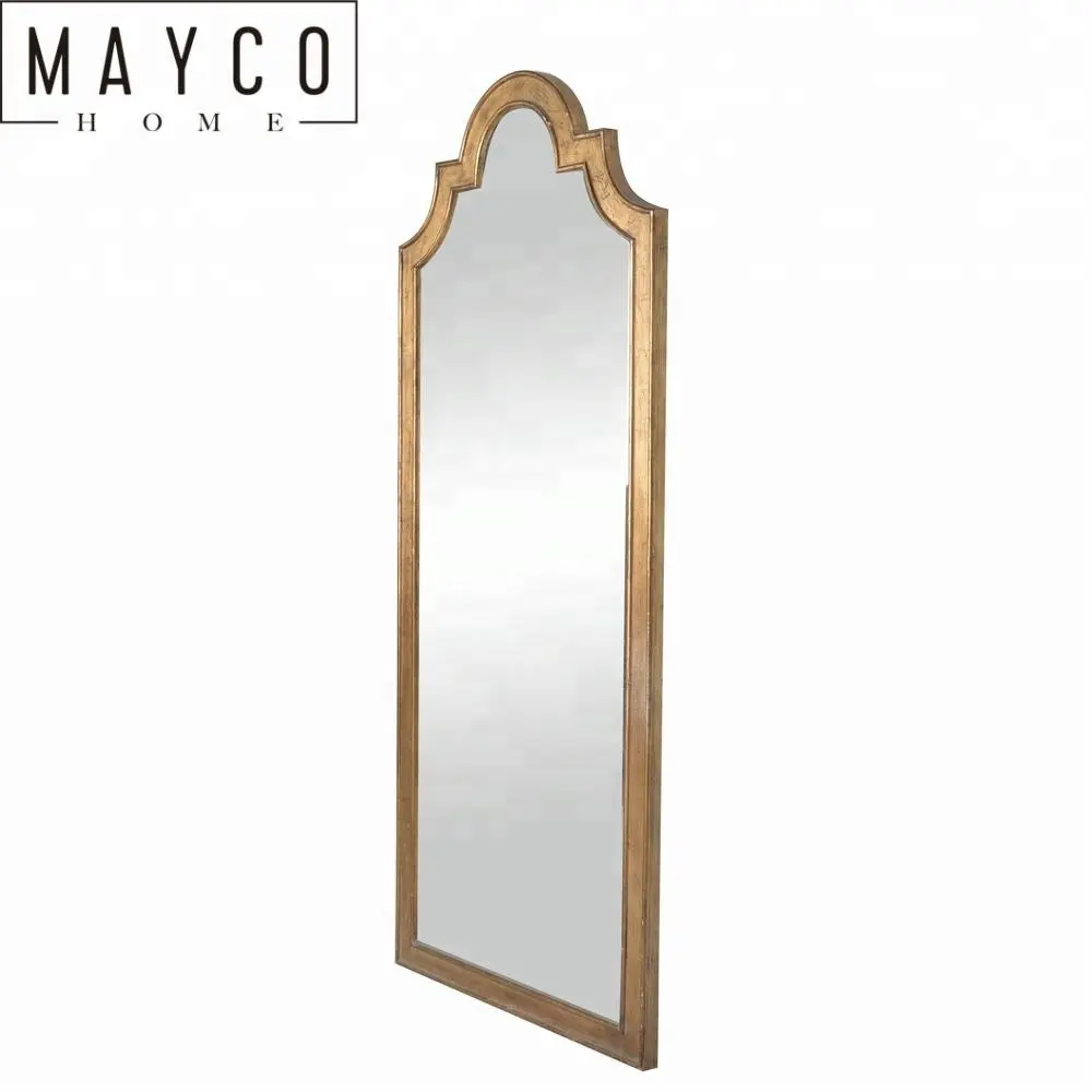 Mayco Spogliatoio Antico Specchio Del Basamento, Decorativo Oro Arco di Legno Con Cornice Pianura Fissato Al Muro Spogliatoio Specchio per Soggiorno