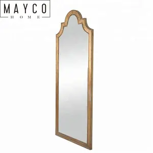 Подставка для туалетного зеркала Mayco, декоративное золотистое арочное деревянное прямое настенное гардеробное зеркало с рамкой для гостиной