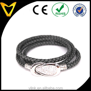 Pulsera de cuero trenzado para hombre y mujer, brazalete de surfista, brazalete largo de cuero, joyería de moda, pulseras de hip hop - Product Image 3