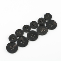 Boutons en corne de buffle véritable noire de haute qualité, personnalisés, avec 4 trous