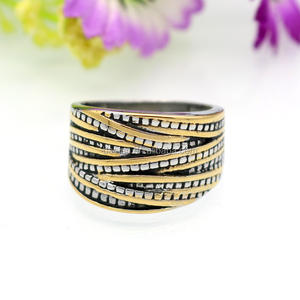 Ebay-anillo de acero de titanio para mujer, joyería Retro de acero inoxidable, cuerda de color, ondulado, agente de China - Product Image 2