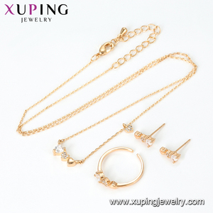64459 Xuping Zirconia jewelry set nuovo arrivo <span class=keywords><strong>di</strong></span> qualità superiore elegante a forma <span class=keywords><strong>di</strong></span> cuore <span class=keywords><strong>tre</strong></span> pezzi set accessori per i monili delle donne - Product Image 5