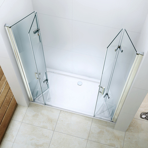 Cabine de douche en verre et fibre de verre pliable sur mesure, 4 pièces, facile à nettoyer - Product Image 5