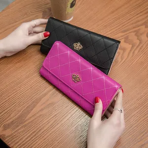 Hot Sale New Fashion High Capacity Women Wallets Metal Crown Lady Long Clutch Wallet Female PU革Flip Up Card Holder Purse