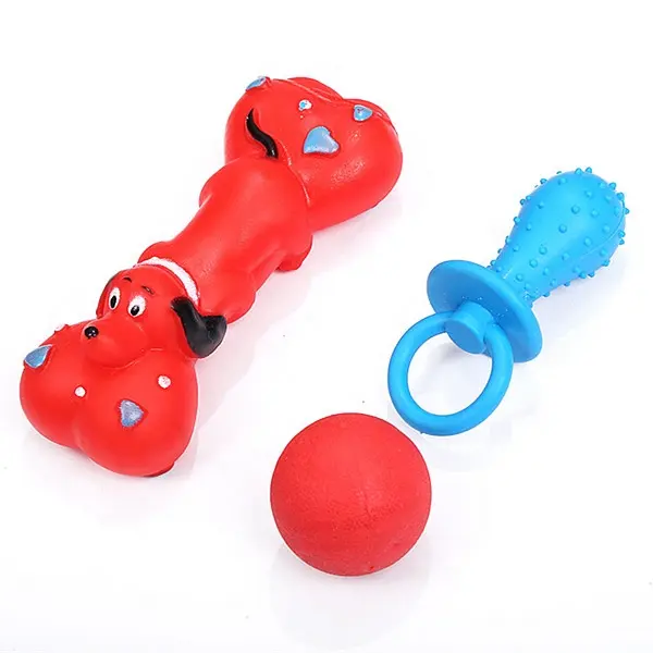 Ensemble de 3 jouets en caoutchouc vinyle pour chien, jeu à mâcher, amusant, bon marché, formation de qi, amusant, 5 pièces