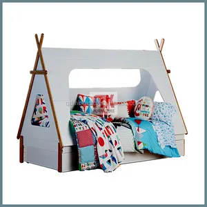Madera de pino litera Mid Tee Pee Cama con tienda de campaña cama alta para niños