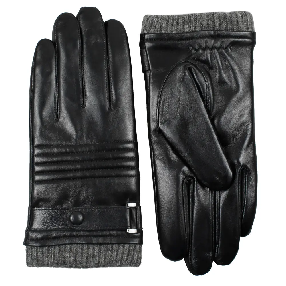 Fashion sheepskin touch screen men sport driving winter leather gloves