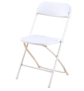 लोकप्रिय थोक मूल्य सफेद प्लास्टिक की तह स्टील कुर्सी
