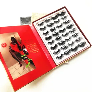 Kustom Kemasan Buku Bulu Mata 16 Pasang Bulu Mata Palsu Mink 3D Label Pribadi