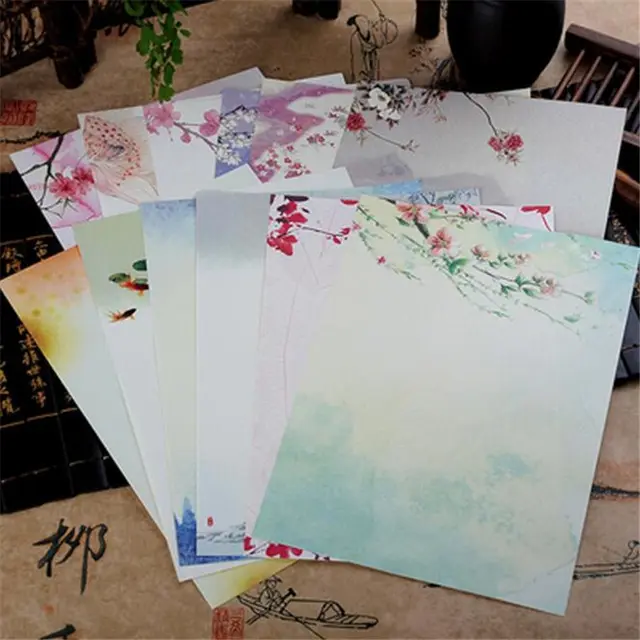 Буквенная бумага в китайском стиле с милым цветочным принтом, буквенная бумага с надписью Love, студенческие канцелярские принадлежности