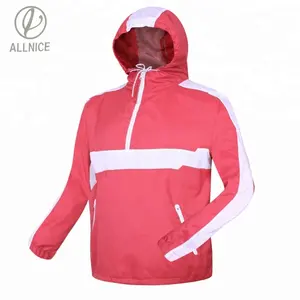 Hot Sale Men's OEM 1/4 zip Hooded Anorak Jacket Outdoor Stylish Pullover Windbreaker Sports High Street Hoodie