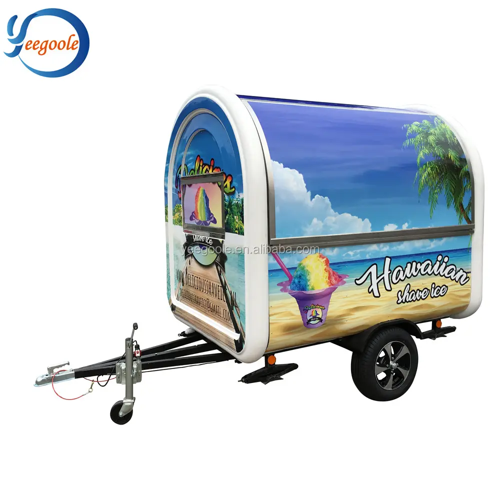 gas churros food trailer Mobile Street Shop BBQ Crepe Vending Fast Food Carts with Mini Refrigerator CE
