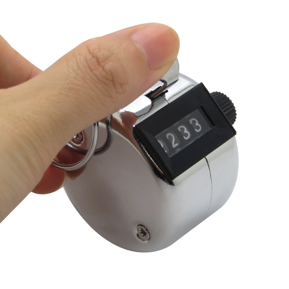 9999 Times Silvery Metal Alloy Muslim Tally Counter Mechanical Hand Tally Counter