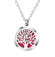 Premium Aromathérapie Huile Essentielle Diffuseur Collier Médaillon Pendentif Arbre de Vie Pendentif avec Chaîne et Tampon Lavable