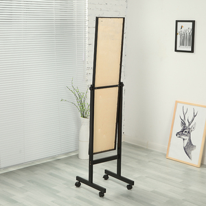 Custom Moderne 36*40*152Cm Hout Fineer Gewikkeld Ingelijst Volledige Lengte Staande Vloerspiegel Met Wielen Miroir Spiegel Espejo