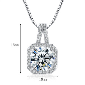 Breve collana femminile Coreano lucido zircone collana pendente quadrato - Product Image 2