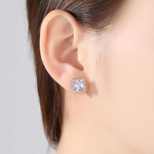 LUOTEEMI 8*8mm वर्ग घन Zirconia स्टड कान की बाली स्पष्ट गुलाबी बैंगनी शैम्पेन <span class=keywords><strong>CZ</strong></span> पत्थर कान संवर्धन - Product Image 3